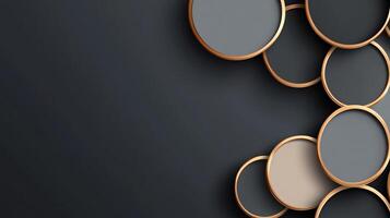 Abstract circles layered on dark background, modern design, graphic element, possible use in presentation or website background photo