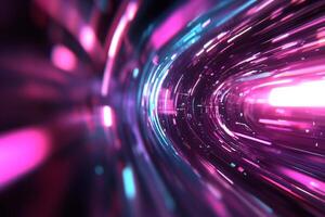 Abstract tunnel, vibrant colors, digital art, futuristic background, motion blur, possible use technology, design photo