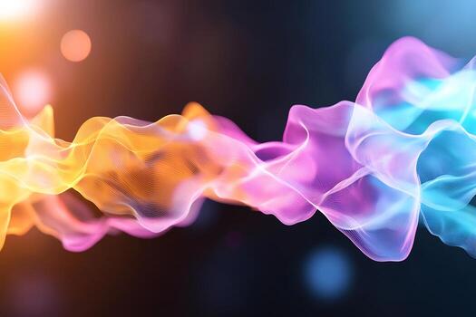 Abstract colorful smoke waves on dark background. Possible use Stock photo for design projects