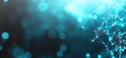 Abstract network design with teal bokeh. photo
