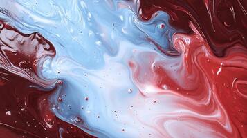 Abstract paint swirl with blue and red colors. photo
