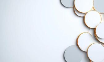 Abstract white and gold circles on white background. photo