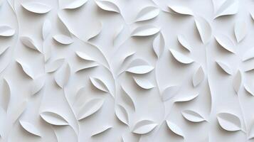 Abstract pattern of white paper leaves and vines. photo