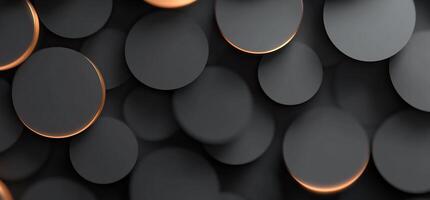 Abstract dark grey circles with copper highlights. photo