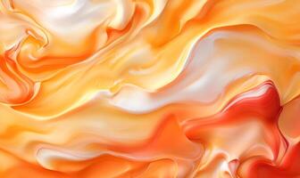 Abstract orange, white, and red fluid art background. photo