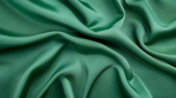 Smooth, emerald green fabric draped in soft folds. photo