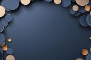 Abstract dark blue background with gold and beige circles. photo