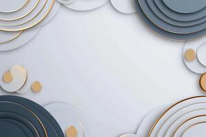 Abstract white, gray, gold circle background. photo