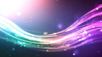 Abstract colorful wave with glowing particles. photo