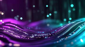 Abstract glowing wave with particles. photo