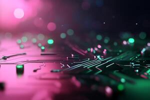3d rendering of a circuit board with lights photo