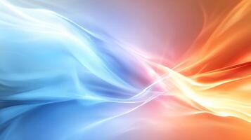 Abstract design with flowing, vibrant light patterns in blue and orange. Dynamic interplay of contrasting colors creates a captivating visual effect. photo