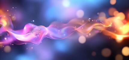 Abstract colorful wave with bokeh lights. photo