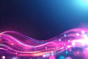 Abstract pink and blue glowing wave. photo