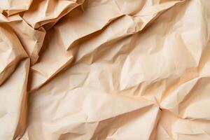 Abstract crumpled beige paper texture background. photo
