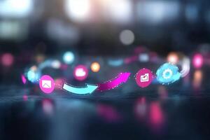 Digital data transfer, process, workflow, network, technology, cycle. photo