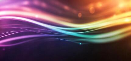 Abstract colorful wave lines with glowing particles background. photo