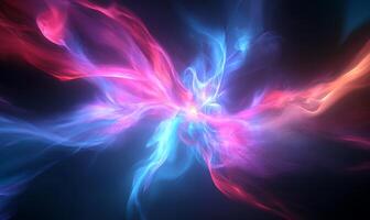 Abstract swirling nebula with vibrant pink and blue glowing energy. photo