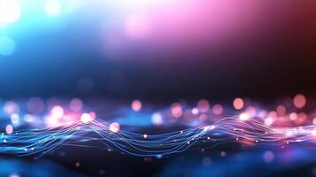 Abstract background with light waves and blue lights photo