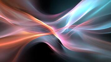Abstract swirling light streams, vibrant colors on black background. photo