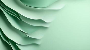 Abstract green paper waves background. photo