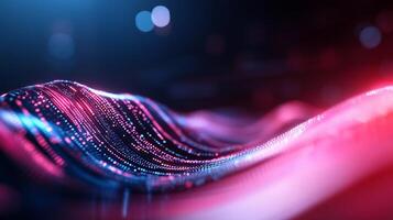 Abstract digital wave with glowing particles photo