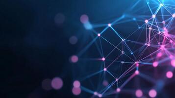 Abstract network connection, glowing nodes and lines. photo