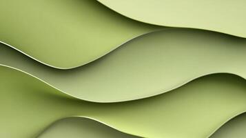 3d rendering of green paper waves photo