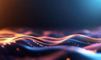 Abstract wavy background with glowing particles. photo