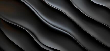 Black abstract background with wavy lines photo