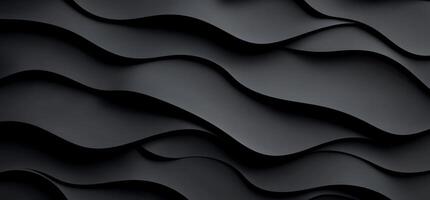 Black abstract background with wavy lines photo