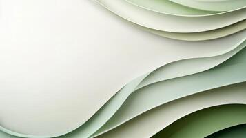 Abstract green and white paper wave background. photo