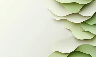 Abstract green paper cut wave background. photo
