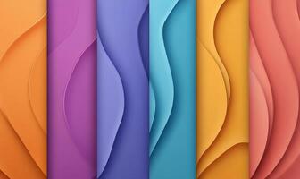 Abstract colorful wavy paper background design. photo