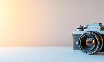 Vintage camera on a light background. photo