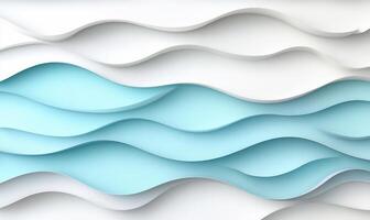 Abstract wavy pattern with white and light blue layers. photo