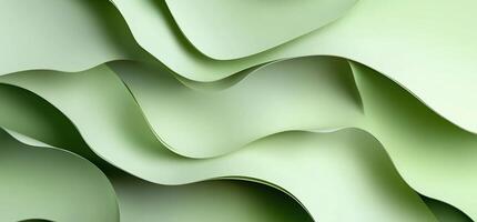 Abstract green paper waves, layered texture background. photo