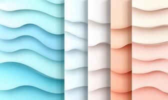 Abstract wavy layered pastel color papercut background. photo