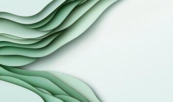 Abstract green layered paper waves background. photo