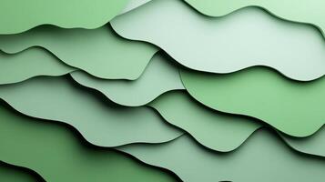 Abstract green layered wavy paper texture background. photo