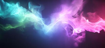 Abstract colorful smoke swirls on dark background. photo