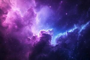 Purple and blue nebula with stars. photo