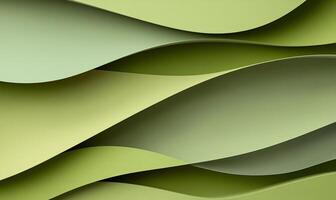 Abstract green wavy paper layers background. papercut photo