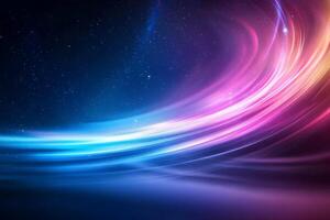 Abstract swirling neon lights in space. photo