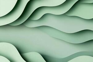 Abstract green layered papercut waves background. photo