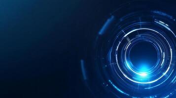 Abstract glowing blue technology circles background. photo