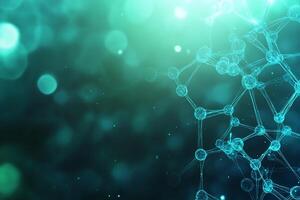 Abstract teal molecule structure background. photo