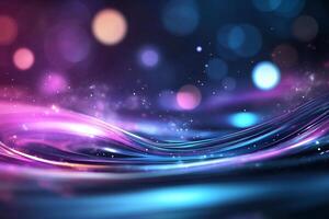 Abstract glowing wave with bokeh lights photo