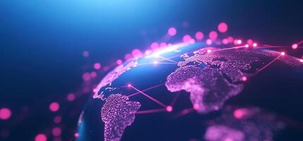 Global network connection, digital world map. photo