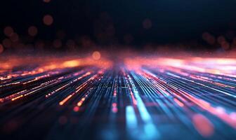 Abstract glowing lines and particles background. photo